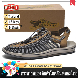 ZHE【จัดส่งในไทย 1-3 วันได้รับ】ส้นสัมผัสทรงรองเท้าแตะชาย-หญิง รองเท้าแตะส้นสูง Women Shoes Flat Women Sandals