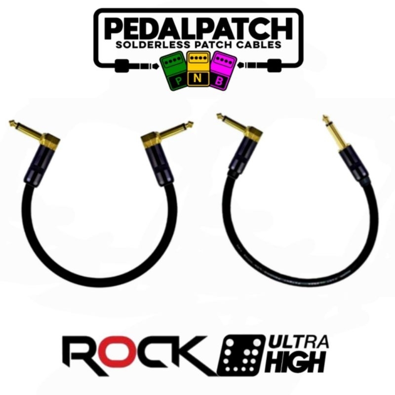 PNB PATCH CABLE  สายพ่วงเอฟเฟค รุ่น RIGHT-ANGLE(BLACK-GOLD) ROCK ULTRA HIGH เลือกแบบสายและความยาวได้