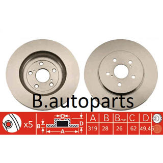 จานเบรคหน้า LEXUS RX300 RX330 RX350 RX400h 2003-2008 TOYOTA HARRIER ACU30 MCU30 2003-2012 RUNSTOP /คู่