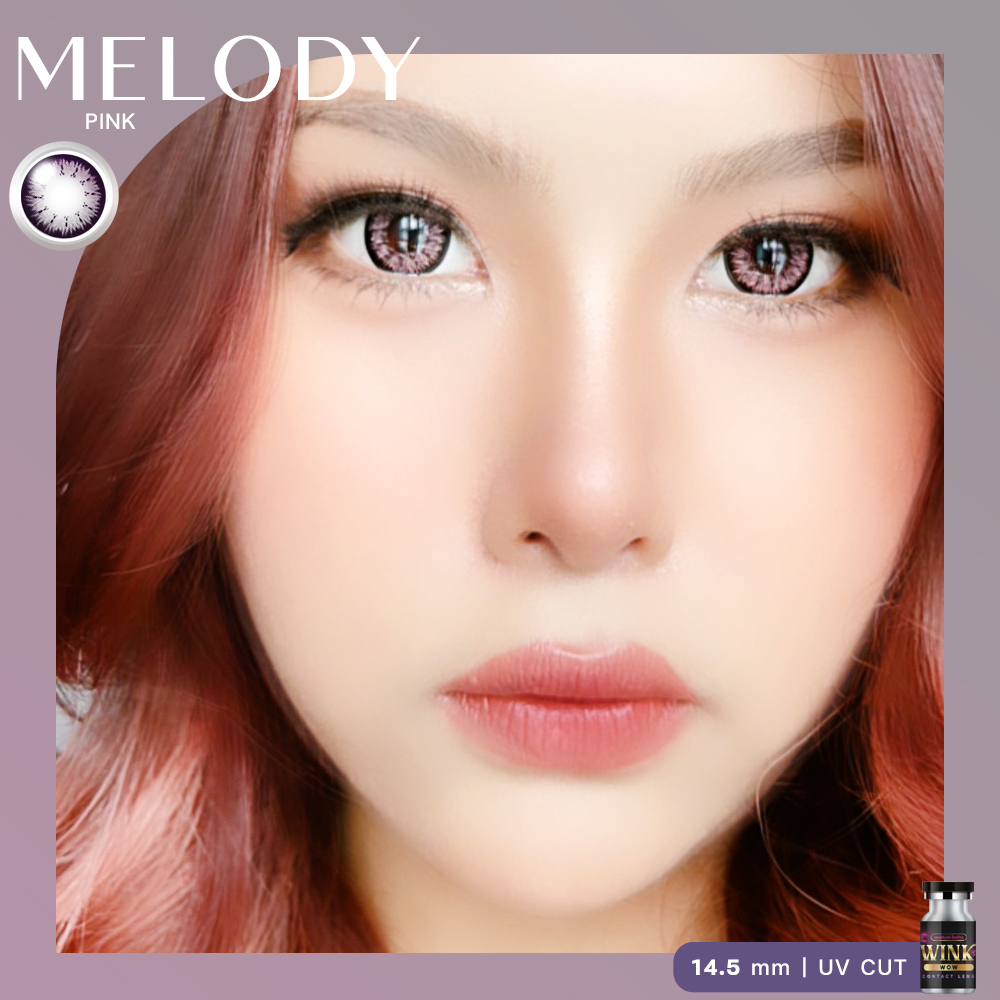 คอนแทคเลนส์ Wink Wow รุ่น MELODYสี Pink ชมพู  ไม่มีค่าสายตาแฟชั่นนำเข้าเกาหลี รุ่นขายดี มีอย.