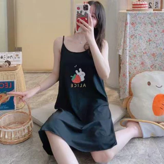 146 เสื้อนอนหรือชุดนอนสายเดี่ยวกระโปรงยาวน่ารักๆลายการ์ตูนราคาถูกๆผ้านิ่มฟินใส่สบายมากๆ (สินค้าพร้อมส่ง)