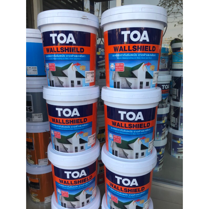 TOA Wall Shield อะคริลิกสีทากันซึมผนัง ดาดฟ้าและหลังคา (20กก.) สีเทา สีเขียว รุ่นใหม่ ปี2023