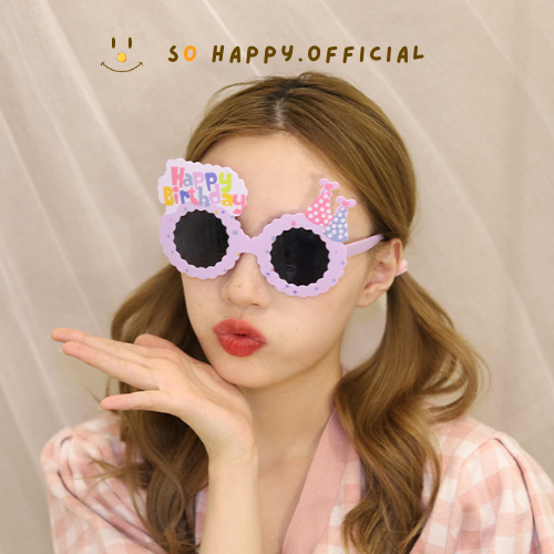พร้อมส่ง🇹🇭 ใหม่!! แว่นวันเกิด สไตล์เกาหลี สีพาสเทล  แว่นHBD - รูปที่ 4
