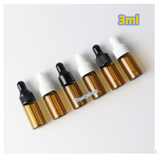 3ml ขวดแก้วสีชา ดรอปเปอร์ ขวดน้ำยา ขวดหยด