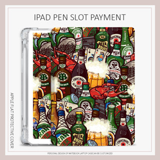 more beer Graffiti เคสไอเเพด mini4/5/6 air1/2/3/4/5 เคส iPad 10.2 gen7 8 9 case iPad pro11 gen10 2022 พร้อมถาดใส่ปากกา