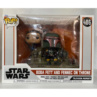 Funko Pop Boba Fett and Fennec Shand on the Throne The Mandalorian Star Wars ขนาด 6 นิ้ว 486 กล่องมีรอยยับ