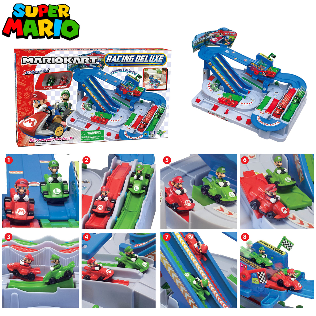 สนามแข่งโกคาร์ทEPOCH Games Mario Kart™ Racing Deluxe, Vehicle Obstacle Course with Mario and Luigi Kart Figures for Ages
