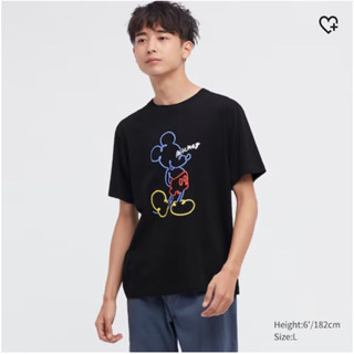 แท้ 💯% Uniqlo เสื้อแขนสั้น Mickey Stands UT (ชาย/หญิง)-Black