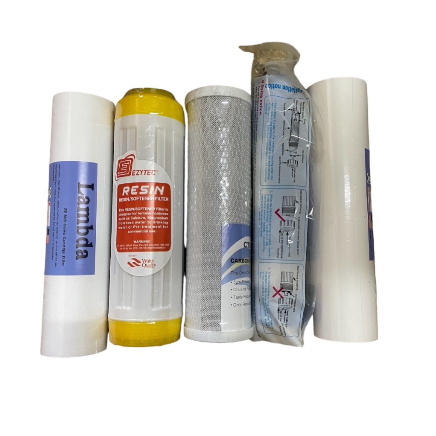 ไส้กรองน้ำ RO 100GPDเรซิ่น PP10 2แท่ง+GAC+เรซิ่น+RO100
