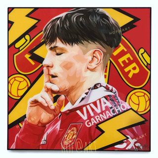 Alejandro Garnacho การ์นาโช่ Manchester United ปีศาจแดง แมนเชสเตอร์ แมนยู รูปภาพ​ติด​ผนัง​ pop art ฟุตบอล​ กรอบรูป