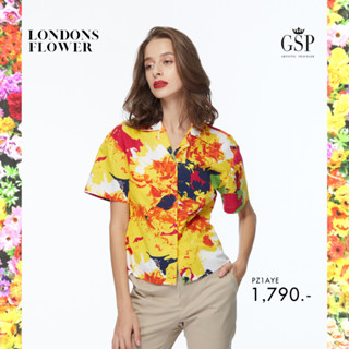 GSP เสื้อผู้หญิง เสื้อเชิ้ตผู้หญิง  Blouse แขนสั้น COTTON New Arrival London’s Flower (PZ1AYE)