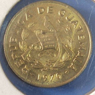 เหรียญ กัวเตมาลา 1 centavo 1970 เนื้อทองเหลือง ไม่ผ่านใช้