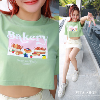 VITASHOP เสื้อผ้าแฟชั่น ครอปโอเวอร์ไซส์ Bekery ผ้าคอตตอนเนื้อนุ่ม ใส่สบาย พร้อมส่ง