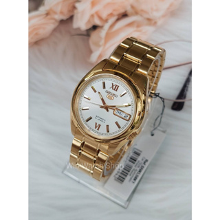 SEIKO 5 Automatic รุ่น SNKL58K1 นาฬิกาข้อมือผู้ชาย สายสแตนเลส สีทอง  - มั่นใจของแท้ 100% ประกัน1 ปีเต็ม