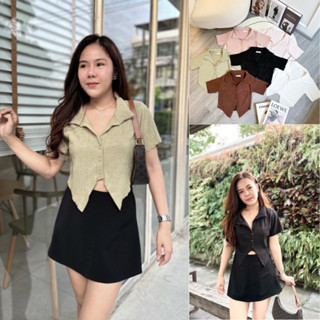 W mini Top เสื้อครอปคอปก Y2k แขนสั้น🔥พร้อมส่ง