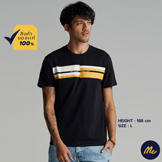 Mc JEANS เสื้อยืด ผู้ชาย เสื้อแขนสั้น เสื้อยืด แม็ค แท้ MC ADVENTURE สีดำ ผ้านุ่ม ระบายอากาศได้ดี MTSZ543