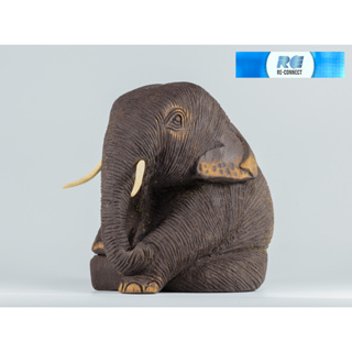 ช้างไม้แกะสลัก นั่ง ไม้สัก มงคล หัตถกรรม ไทย Wooden Handmade Black Elephant For Home Deco Sit Statue OTOP Thailand