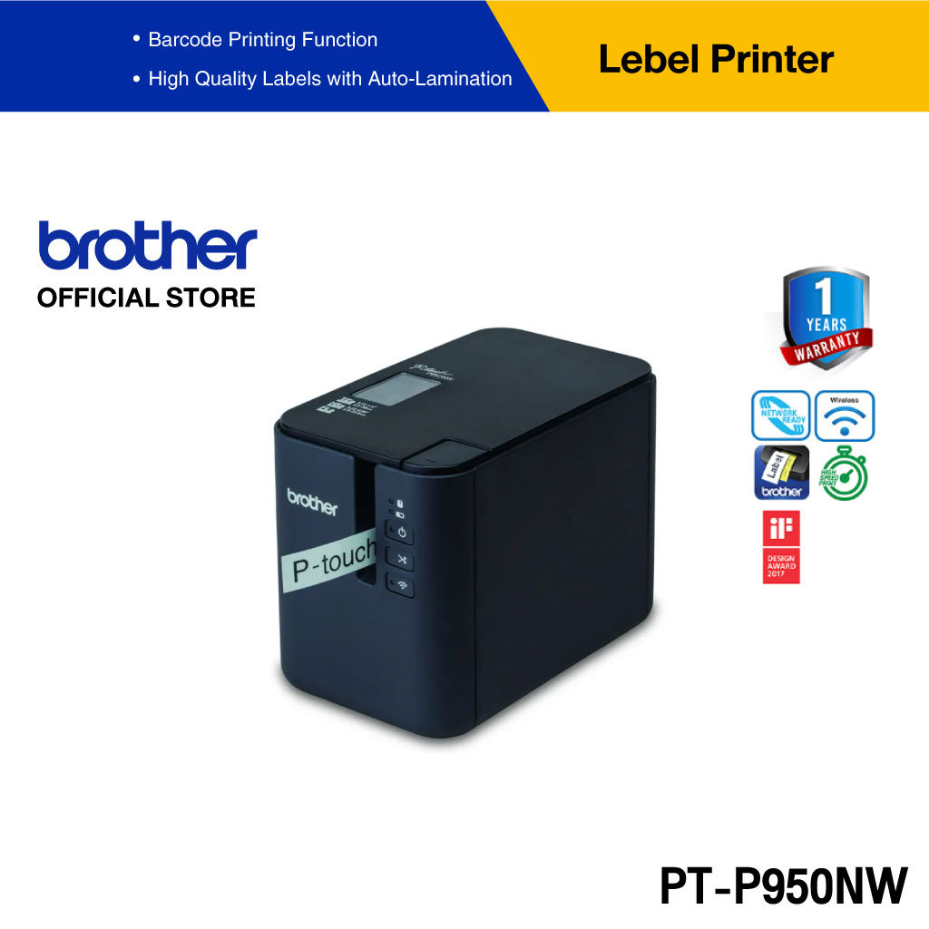 Brother PT-P950NW เครื่องพิมพ์ฉลากความเร็วสูง รองรับ WiFi/LAN/USB | พิมพ์บาร์โค้ด สติ๊กเกอร์งานอุตสา