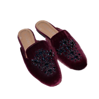 รองเท้า Villains SF David Engel Slip-On in Burgundy Velvet ไซส์ 37