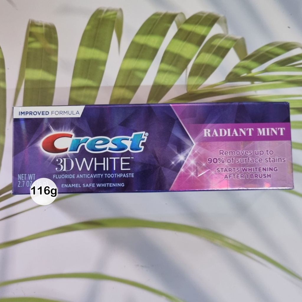 24% Sale!! EXP 08/25 ยาสีฟันเครสต์ 3D White Whitening Toothpaste Radiant Mint (Crest®)