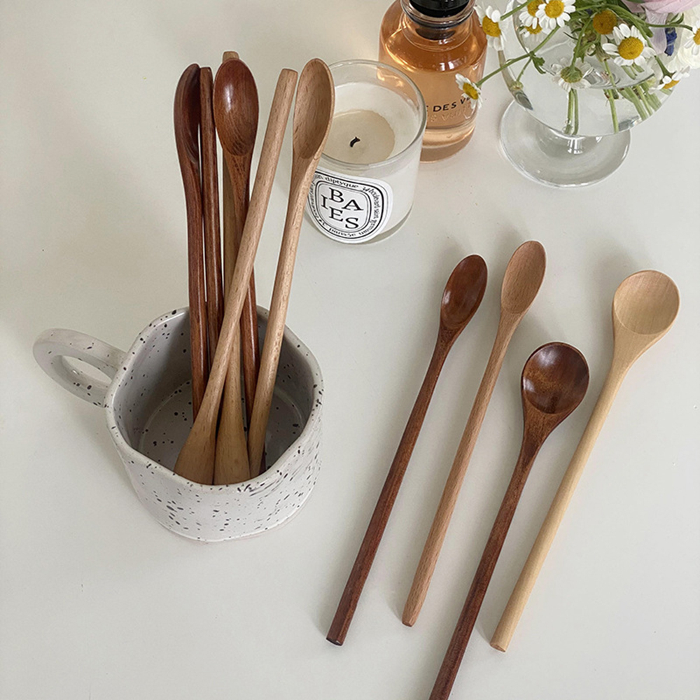 พร้อมส่ง ช้อนคนกาแฟ ช้อนไม้ด้ามยาว สไตล์เกาหลี - รูปที่ 2