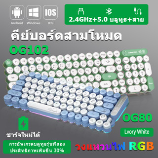 คีย์บอร์ดบลูทูธไร้สาย คีย์บอร์ดภาษาไทย คีย์บอร์ด RGB ไฟ LED เหมาะสำหรับโทรศัพท์มือถือ แท็บเล็ต แล็ปท็อป คีย์บอร์ดมีไฟ