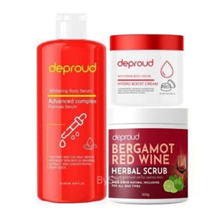 เซ็ตผิวใส Deproud ดีพราวด์ HYDRO BOOST CREAM/Whitening Body Serum/Bergamot Red wine Herbal Scrub เลือกได้จ้า