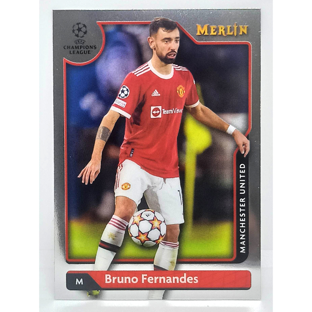 การ์ดนักฟุตบอล ฟุตบอล ใบเบส ใบ RC 2021-22 Topps Merlin UEFA Bruno Fernandes MANCHESTER UNITED แมนยู