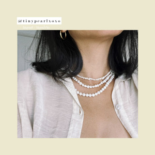 สร้อยมุกแท้ Oval 4-8mm Pearls Necklace ไข่มุกน้ำจืด สร้อยออกงาน รวมแบบสร้อยไข่มุก Tinypearlxoxo N1234