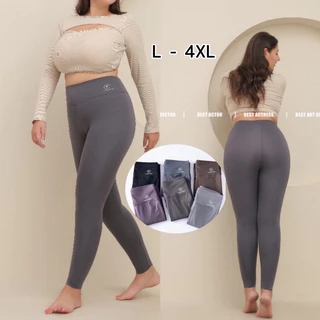 PlussizeLeggingsL-4XLกางเกงเลกกิ้งไซส์ใหญ่กางเกงกีฬารัดรูปขี่จักรยานโยคะเดินทางผ้าลื่นผิวแมทใส่สบาย