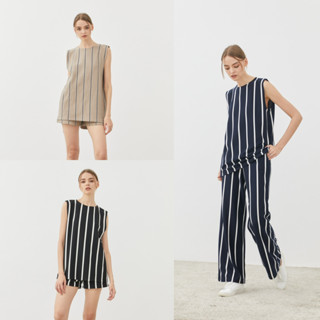 Main Stripe Sleeveless เสื้อแขนกุดคอกลม ลายทาง ผ้ายืดสวมใส่สบาย