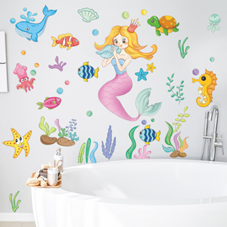 สติ๊กเกอร์ลายทะเล ลายสัตว์โลก นางเหงือก สําหรับติดตกแต่งผนัง…