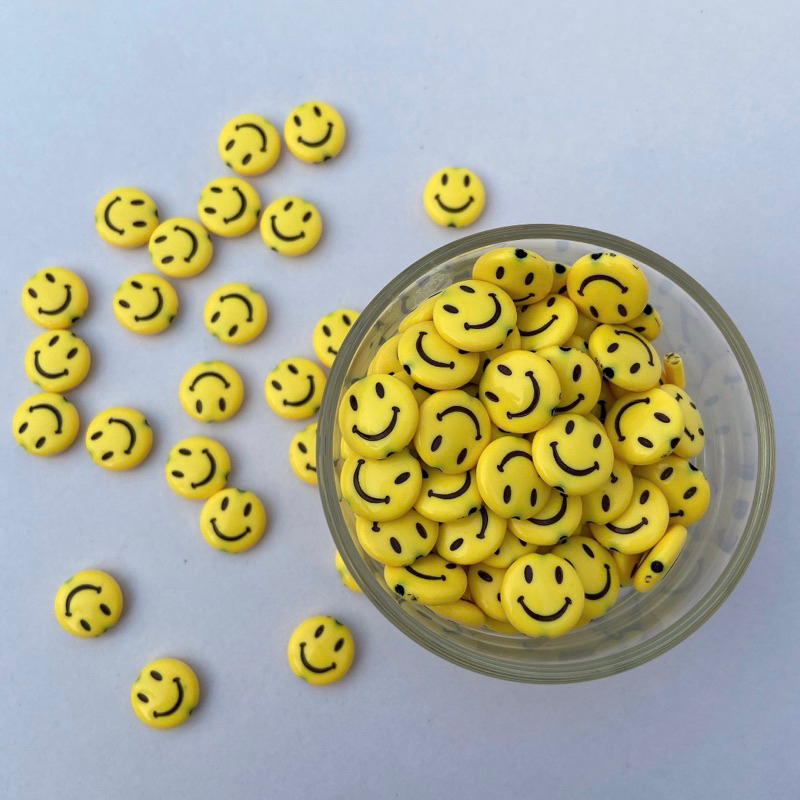 หน้ายิ้มทรงแบน 12 มิล (A033) ลูกปัดตกแต่งdiy ลูกปัดตกแต่งเครื่องประดับ
