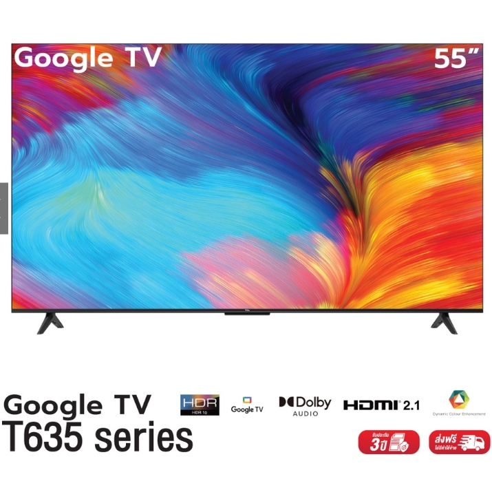 (ส่งเร็ว) TCL TV รุ่น 55T635 LED 4K UHD Google TV Wifi Smart TV
