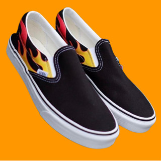 VANS Slip-On (Classic) Black ลายไฟ แท้100% พร้อมส่ง (สินค้ามีกล่อง)