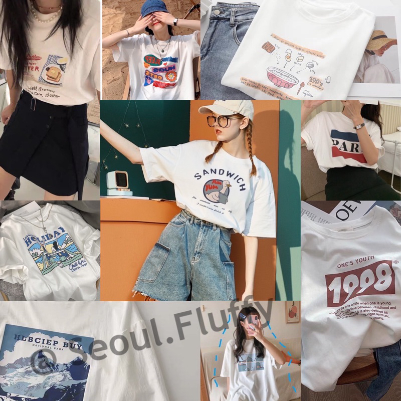 มีลายใหม่ Seoul.fluffy-เสื้อยืด สไตล์เกาหลี มี 10 ลายให้เลือก ลายสกรีนคมชัด ผ้านิ่มมาก