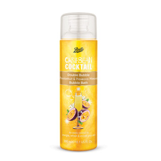 Boots Caribbean Cocktail Double Bubble Passionfruit &amp; Prosecco Mimosa Bubble Bath 300 ml.  บู๊ทส์ แคริบเบี้ยน ค็อกเทล ดับเบิ้ล บับเบิ้ล แพชชั่นฟรุ๊ต แอนด์ โปรเซ็กโก้ มิโมซ่า บับเบิ้ล บาธ 300 มล.