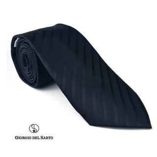 Giorgio Del Sarto Necktie Black 8.5 cm  with Fabric Texture เนคไทสีดำมีเท็กเจอร์ #2