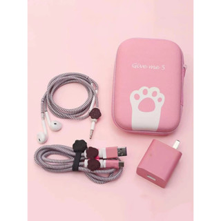 เคสสายชาร์จ ตัวป้องกันสายเคเบิ้ล  1 ชิ้น แมว กรงเล็บ พิมพ์กระเป๋าเก็บของ