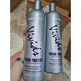 Pravana Chromasiilk vivids Color protection shampoo + conditioner 1000mlแชมพูพร้อมครีมนวด สูตรอ่อนโยน ไม่เซาะสีผม ปราศจา