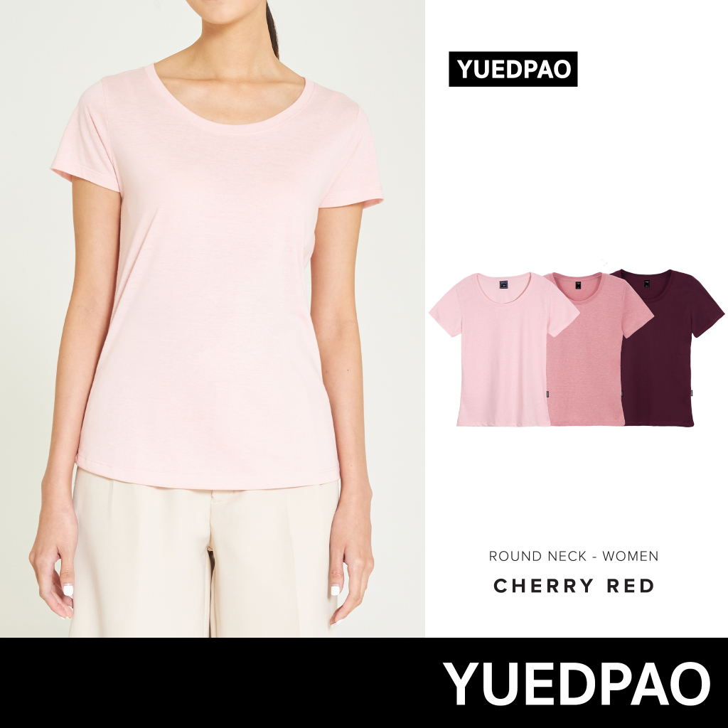 ซื้อ YuedpaoNo.1 เสื้อยืดผู้หญิง ไม่ย้วย ไม่หด ไม่ต้องรีด ผ้านุ่มใส่สบาย Ultrasoft Non-Iron เสื้อยืดคอกลมผู้หญิง SetCherryred