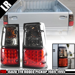 ไฟท้ายแต่ง LED รุ่น อีซูซุ ISUZU TFR มังกรทอง ปี 1989 - 1996 สีดำ ตัดแดง รวมชุดสายไฟ และหลอดไฟ 1 คู่