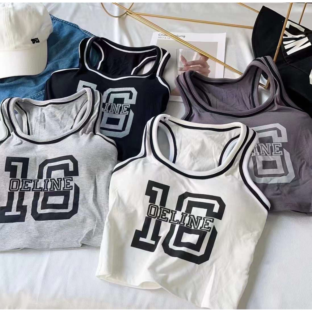 เสื้อกั๊ก หญิง เสื้อครอปแขนกุด เสื้อครอปสำหรับผู้หญิง เสือผ้าผู้หญิง เสื้อผ้าถูกๆ เสื้อผ้าสไตล์เกาหลี V127