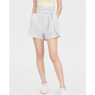 ส่งต่อ กางเกง #pomelo paper bag striped belt shorts Size S