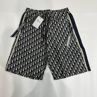 CHRISTIAN DIOR BLUE TECHNICAL TAFFETA JACQUARD WITH DIOR OBLIQUE MOTIF LOGO MONOGRAM SHORTS