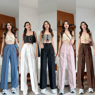 BEMYCHIC กางเกงขากระบอก Basic pants ใส่ทำงาน ใส่ไปเที่ยว กางเกงตะขอ