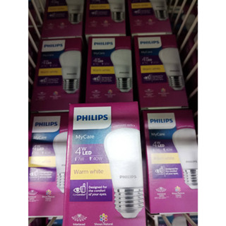 หลอดไฟ PHILIPS LED E27 4w Warmwhite แสงวอมไวท์ จำนวน1กล่อง