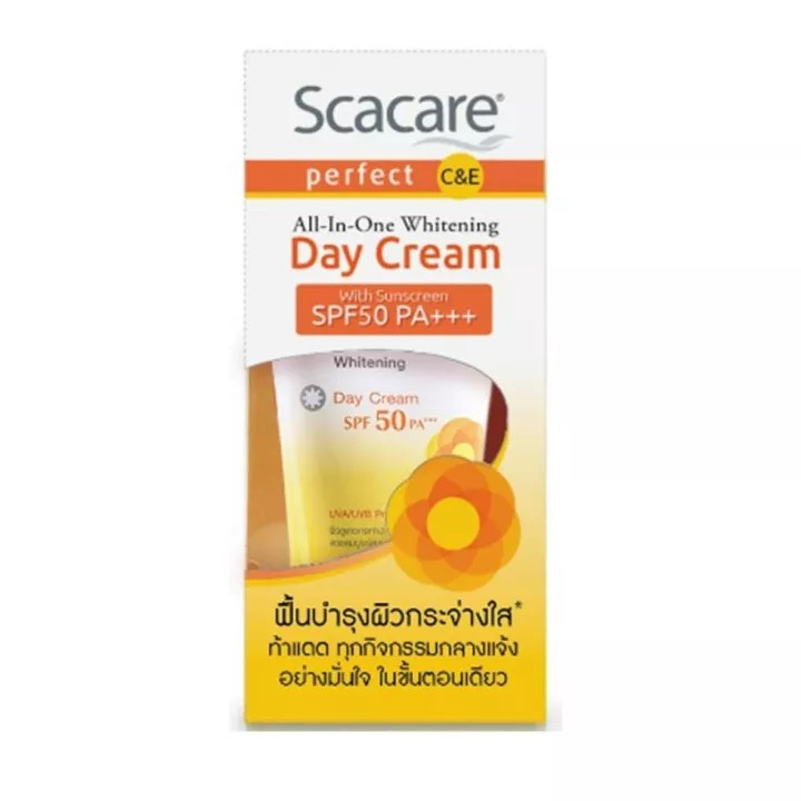 Scacare Perfect All-in-One Whitening Day Cream สกาแคร์ เพอร์เฟ็คท์ ออล-อิน-วัน ไวท์เทนนิ่ง ครีมบำรุงผิวหน้า 30 กรัม
