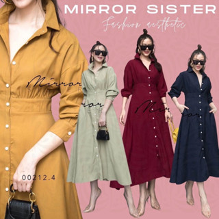 MiRRoRSiSTER’s kaFRi SHiRT-DReSS #00212.4 เดรสเชิ้ต เดรสเชิ้ตแขนยาว แมกซี่คอปก เดรสทรงA แมกซี่ทรงสวย เดรสยาว