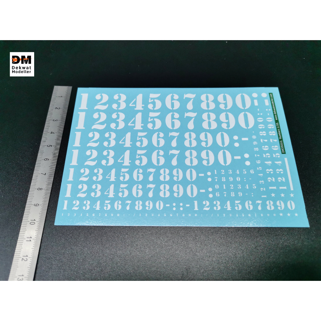 ดีคอล ตัวเลข สีขาว สำหรับโมเดล 1/35, DM35010 water Decal number white
